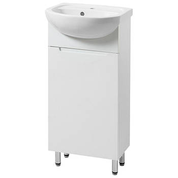 Тумба підлогова ЮВВІС Естель Т-1 біла глянцева з умивальником Solo 40 см