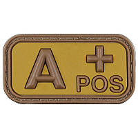 Патч група крові  "A+ POS" 3D гума, койот. MFH, Німеччина, оригінал