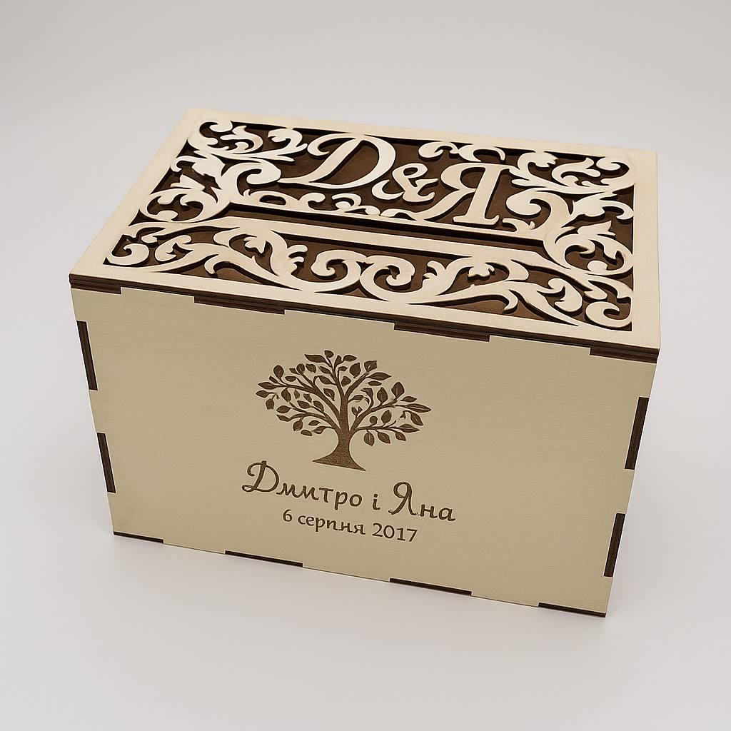 Весільна скарбниця Дерево 300*200*200мм 3мм Світла, фото 1