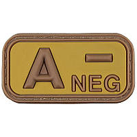 Патч група крові  "A- NEG" 3D гума, койот. MFH, Німеччина, оригінал