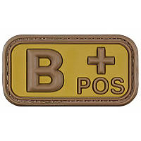 Патч група крові  "B+ POS" 3D гума, койот. MFH, Німеччина, оригінал