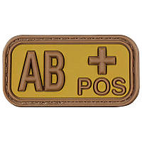 Патч група крові  "AB+ POS" 3D гума, койот. MFH, Німеччина, оригінал