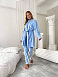 Жіночий домашній велюровий костюм-трійка темно-синього кольору, для затишний і приємний до тіла, фото 8
