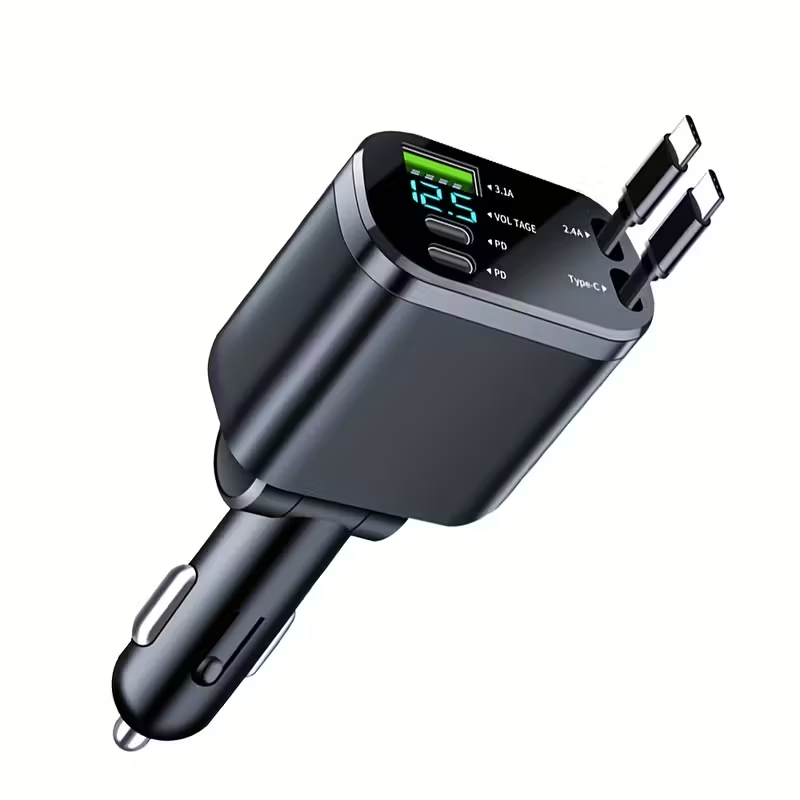 Зарядний пристрій у прикурювач LH2204 (вольтметр, type-C)