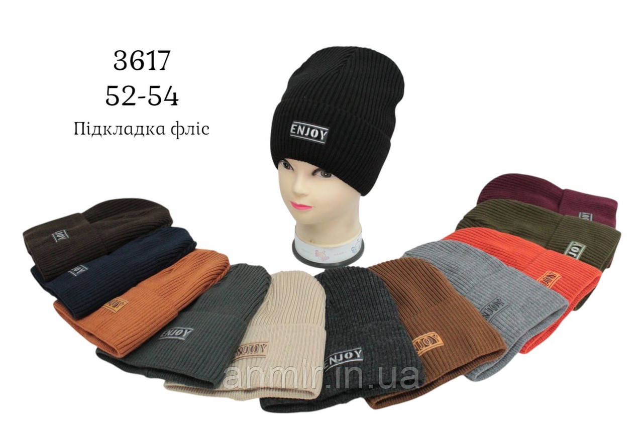 Шапка зимова на флісі з закотом ENJOY для хлопчика 52-54, кольору міксом