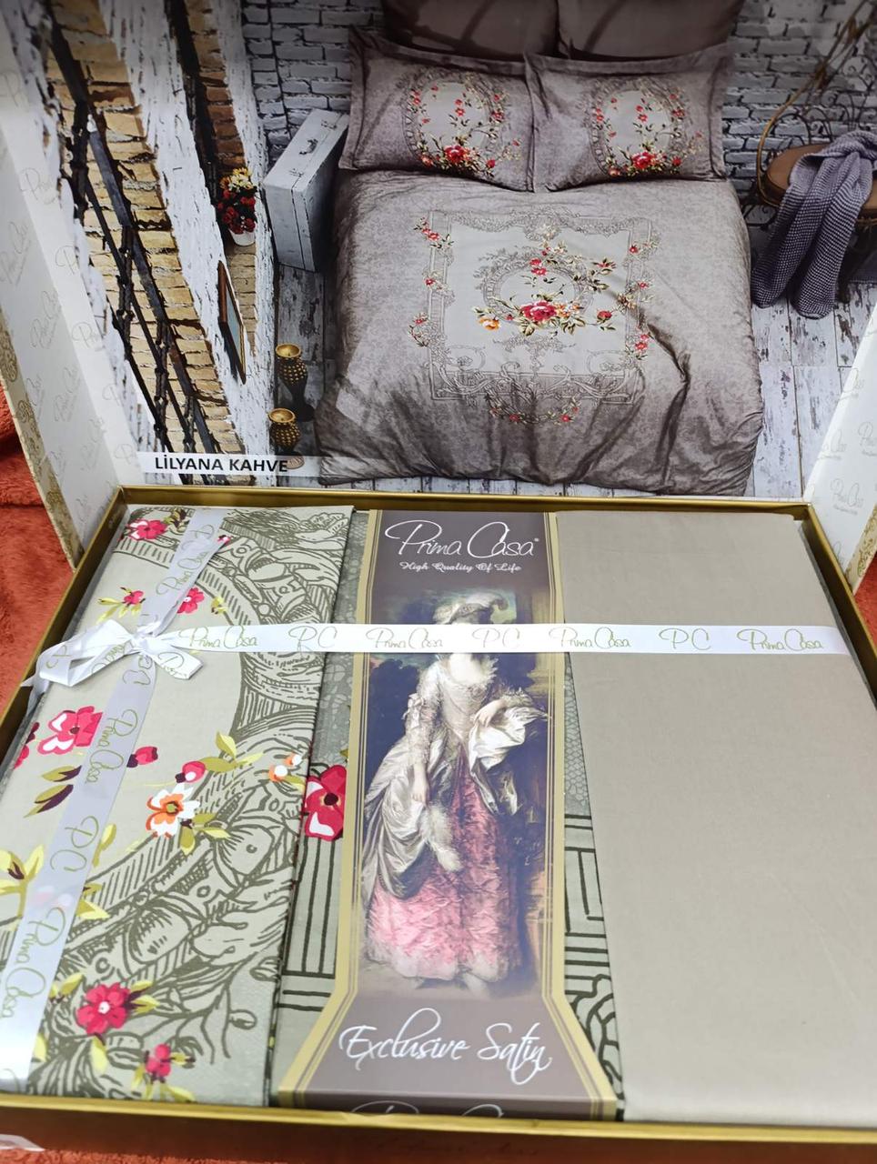 Постільна білизна сатинова Prima Casa євро розмір 200 на 220 см, фото 1