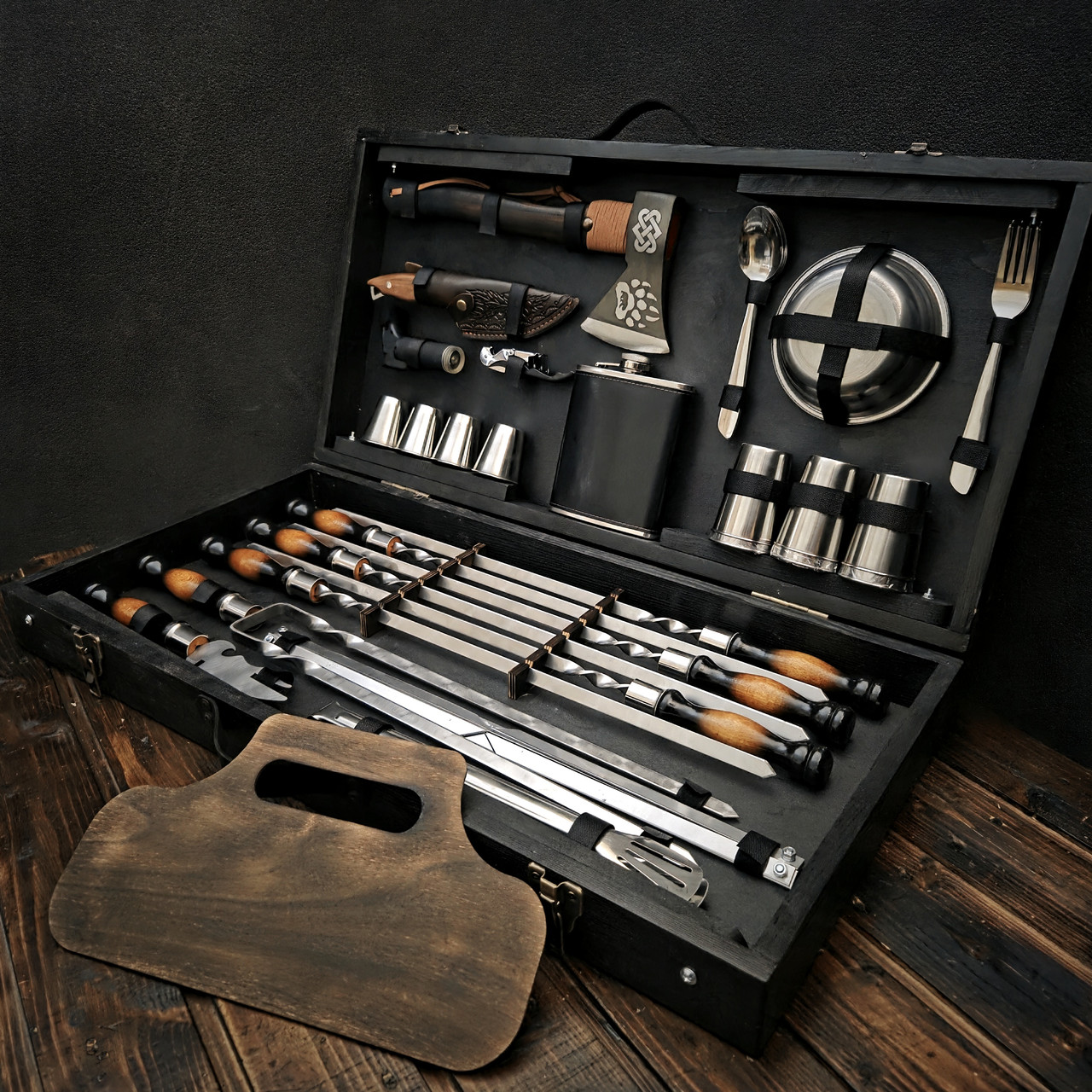 Набір шампурів у кейсі з ніжками "Карпатський Люкс", фото 1