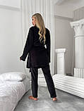Жіночий домашній велюровий костюм-трійка чорний, для  затишний і приємний до тіла, фото 4