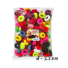 Махрові гумки для волосся Калуш 120 шт d - 3.2 см яскравий мікс кольорів