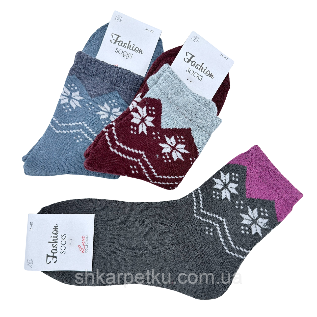 Жночі махрові шкарпетки Fashion Luxe бавовняні зірочки, розмір 36-40 12 пар/уп. асорті, фото 1