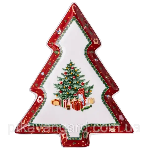 Блюдо для закусок новорічне Christmas порцелянове фігурне 29*24*2 см, фото 1