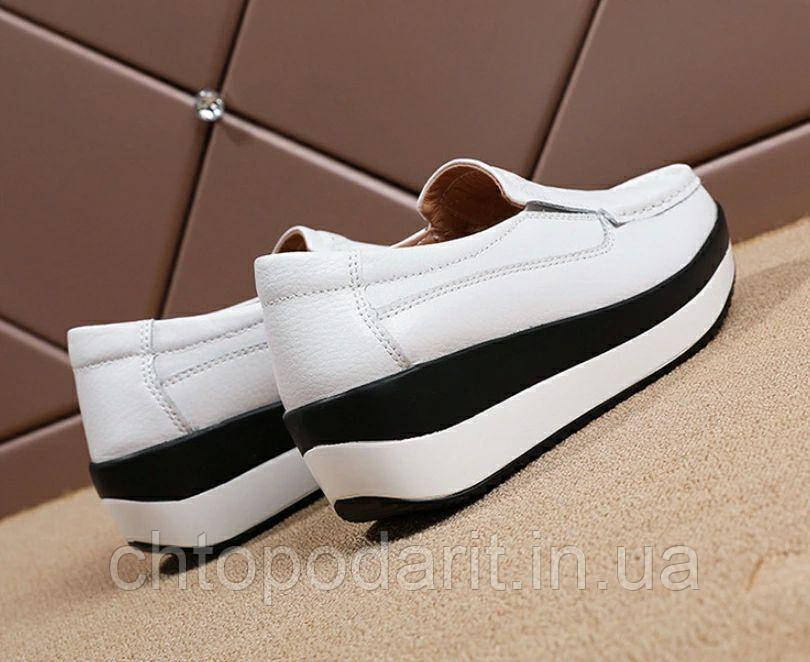 Мокасини Comfortly, лофери демісезонні, жіноче повсякденне взуття, сліпони на платформі, туфлі на танкетці білі 41 р Код 00-0692, фото 1
