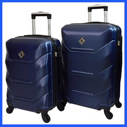 Набір валіз Bonro 2019 - 2 шт (M+L) середня і велика сині дорожні пластикові на колесах з кодовим замком і висувною ручкою, фото 1