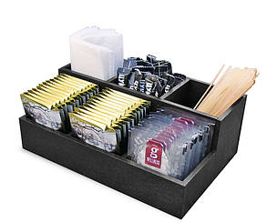 Органайзер для пакетиків чаю (3 види чаю) 24х16х9 см, чорний, фото 1