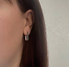 Сережки-скоби зі срібла з сяючим авантюрином "Шале" - прямокутні сережки 925 проби, фото 4