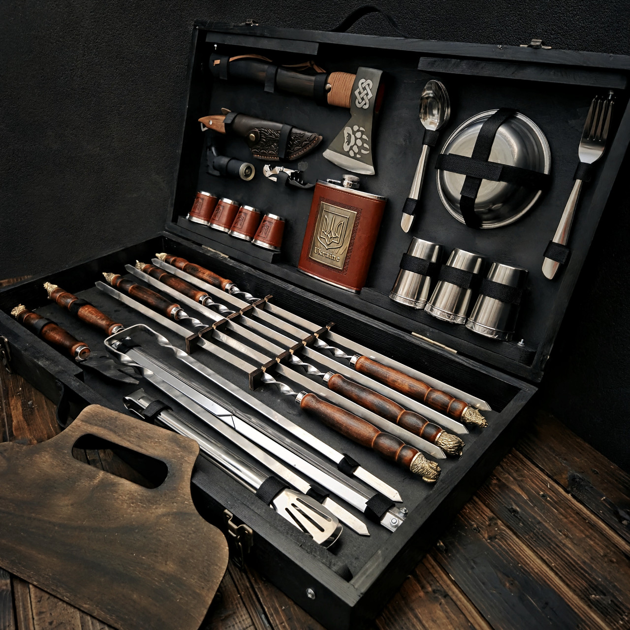 Набір шампурів у кейсі з ніжками "Карпатський Золоті голови", фото 1