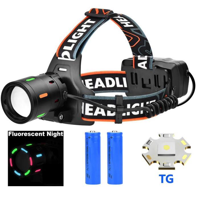 Налобний ліхтар для сантехніка, Налобний ліхтар з лінзою акумуляторний для риболовлі VC-18, фото 1