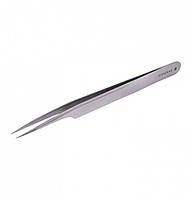 Пінцет прямий із вигином від «Vivienne», метал