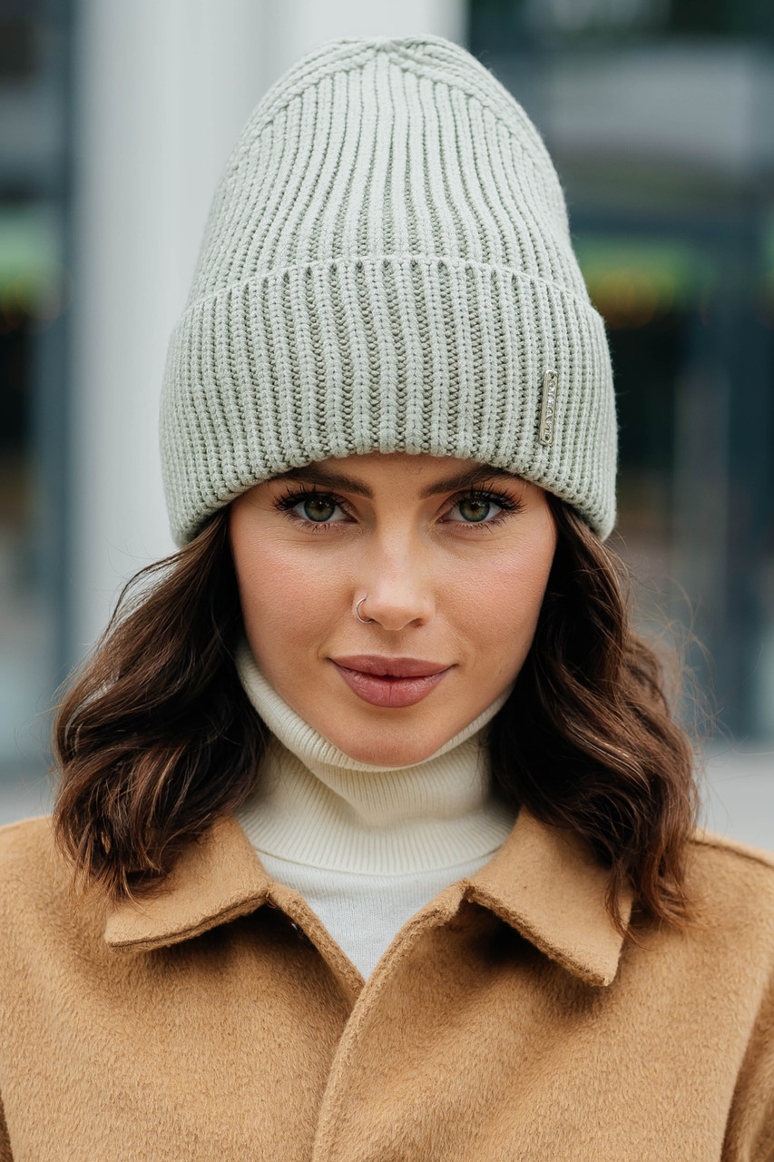 В'язана шапка "Тина" колір фісташковий