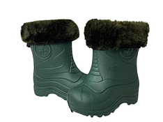Дитячі демисезонні зелені чобітки Рибачок, з войлочною вставкою, осінь-весна, розмір від 23 до 30