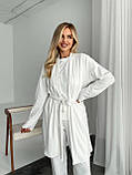 Велюрова жіноча піжама з халатиком бежевого кольору, фото 10