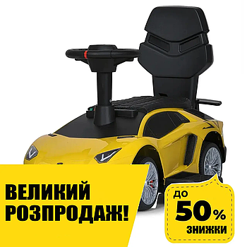 Каталка-толокар з мотором (музика, світло, 1 мотор 25W, акумулятор 6V4,5AH) M 5777EBL-6 Жовтий