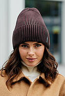 В'язана шапка "Тина" колір коричневий