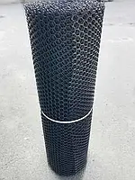 Сітка пластикова садова 50 см × 30 м • Чорна • Комірка 6×8 мм • Ромб (Сота) • Для огорожі / паркану