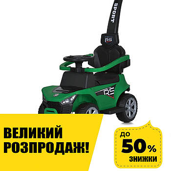 Каталка-толокар з батьківською ручкою електромобіль (мотор 25W, 6V4AH) Джип Bambi M 5764EBLR-4 Зеленый