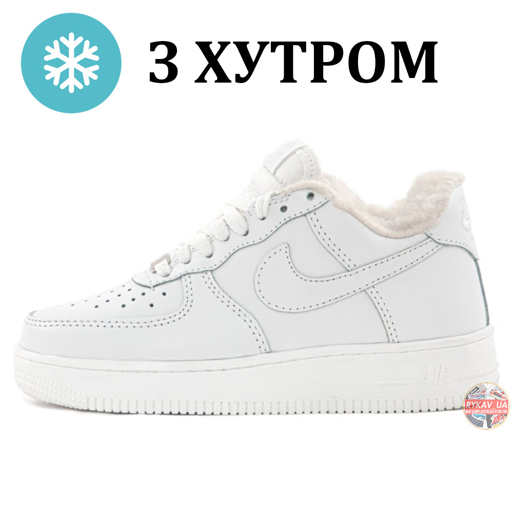 Чоловічі / жіночі зимові кросівки Nike Air Force 1 Low White Winter Fur DD8959-100 білі шкіряні найк аір форс з хутром зима, фото 1