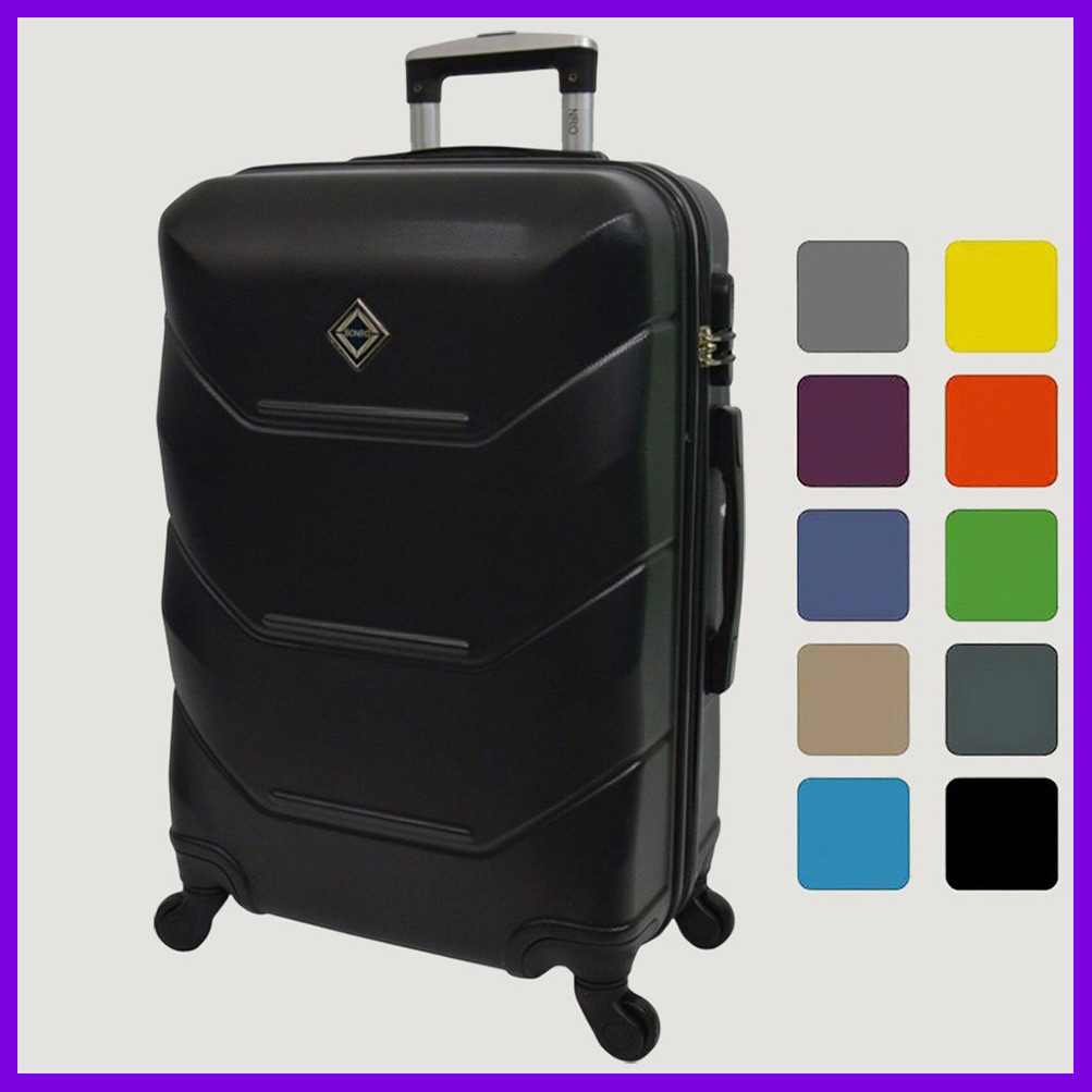 Валіза дорожня на колесах Bonro 2019 M середня чорна пластикова з висувною ручкою і кодовим замком