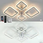 Сучасна світлодіодна люстра 70 Вт з пультом димером і вентилятором колір каркаса білий ESL-21690, фото 5