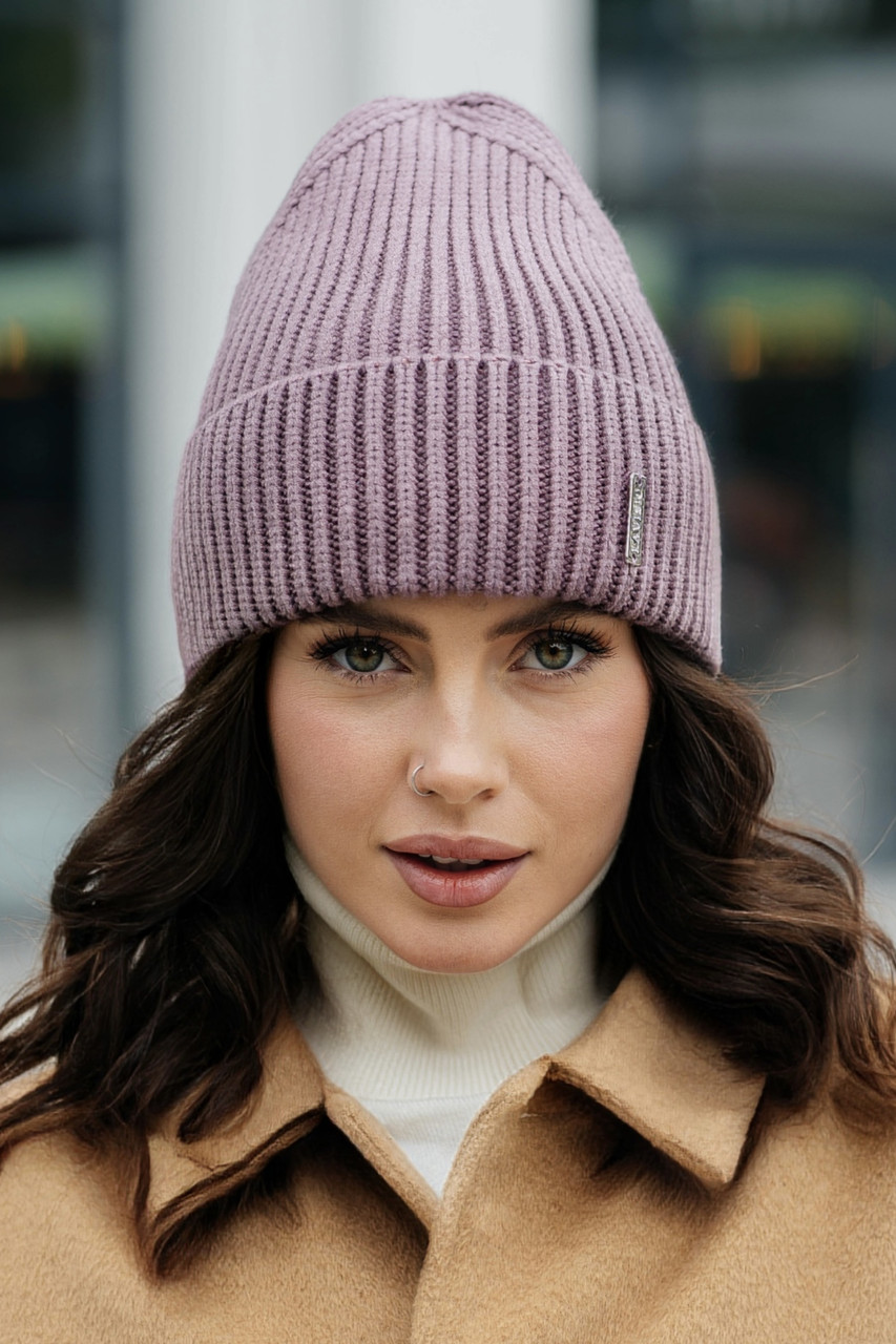 В'язана шапка "Тина" колір пильна троянда