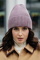 В'язана шапка "Тина" колір пильна троянда