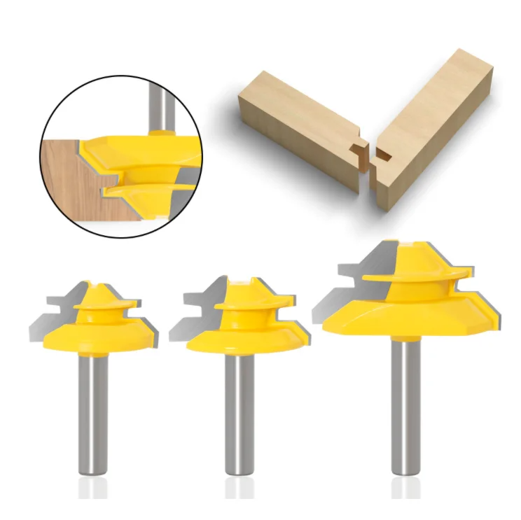 Набір фрез для дерева 3 шт. для з’єднання під кутом 45° (хвостовик 8 мм)