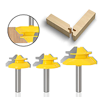 Набір фрез для дерева 3 шт. для з’єднання під кутом 45° (хвостовик 8 мм)
