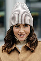 В'язана шапка "Тина" колір бежевий