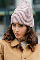 В'язана шапка "Тина" колір темна пудра