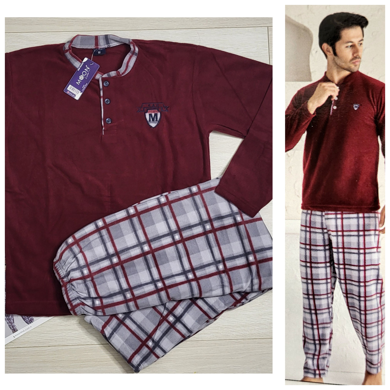 Чоловічий зимовий домашній костюм щільний фліс. Тепла чоловіча піжама М