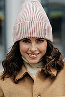 В'язана шапка "Тина" колір пудра