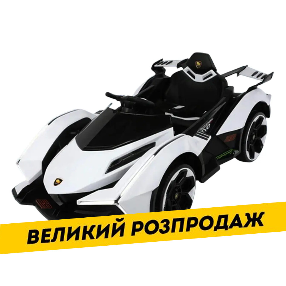 Дитячий електромобіль Lamborghini (2 мотори 35W, акум. 12V8AH, MP3, USB, світло, EVA) M 4865EBLR-1 Білий