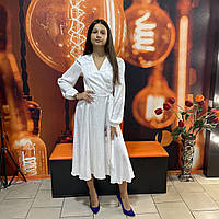 Плаття на запах довгий рукав міді довжини 50 мармур