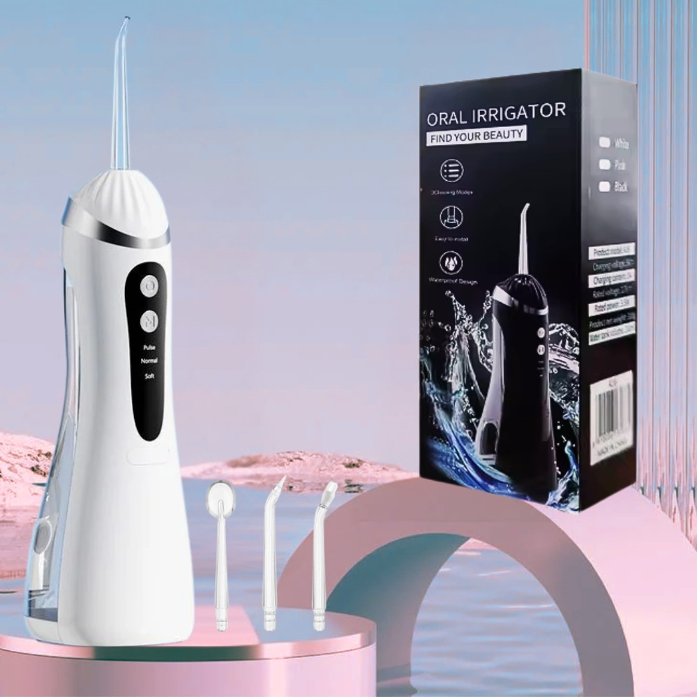 Портативний іригатор для ротової порожнини А16 з 3 режимами бездротовий очищувач зубів 200 мл з 4 насадками, фото 1