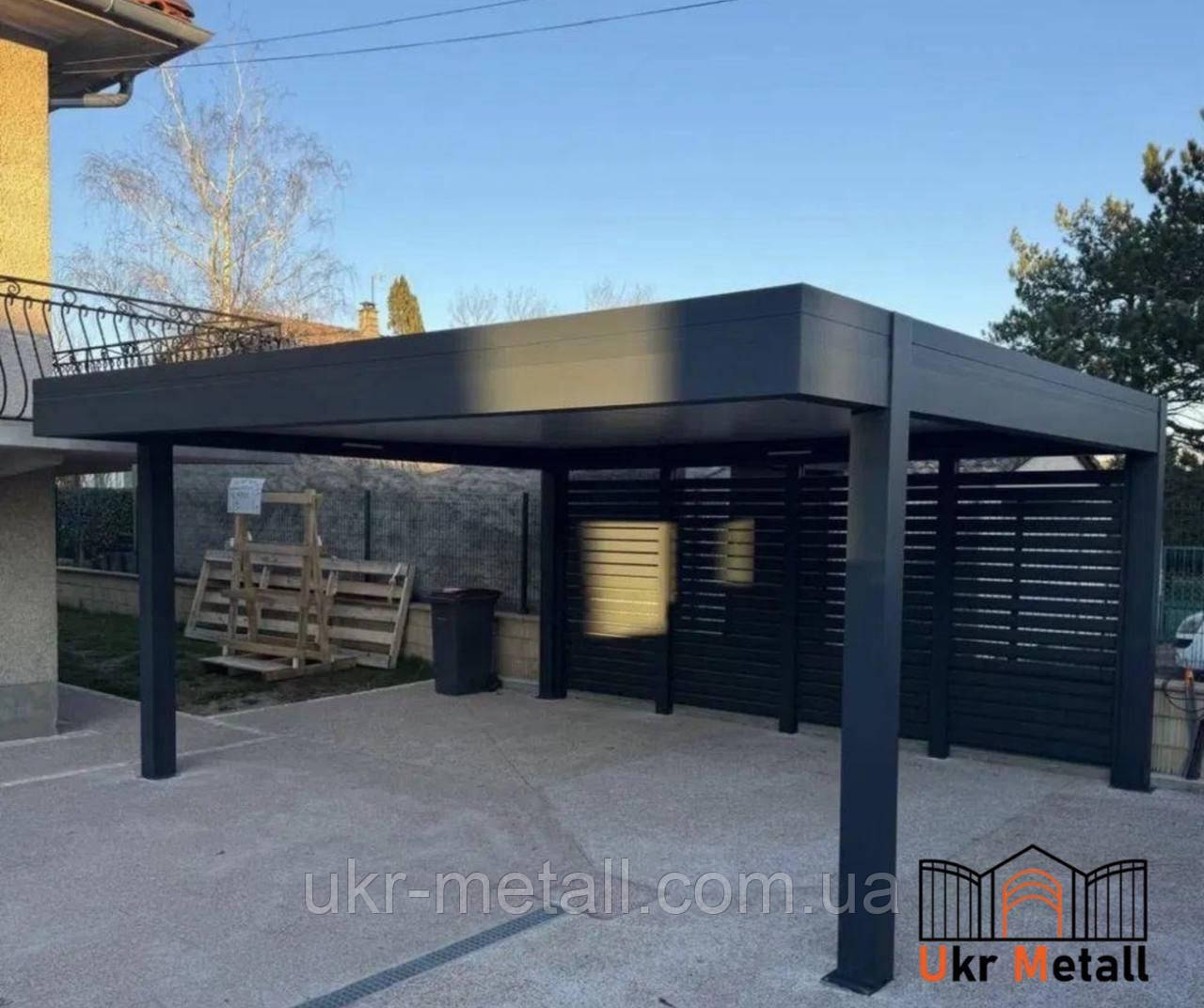 Сучасний навіс для автомобіля під ключ, фото 1