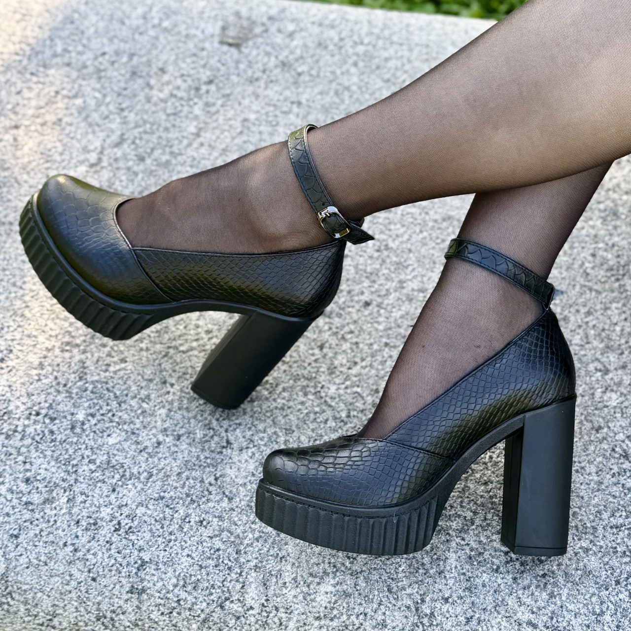 Туфлі жіночі на високих підборах, натуральна шкіра з тисненням пітон. 36-40 розміри, фото 1