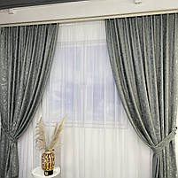 Готові штори з мармура, Графітового кольору, з тюлем (SHTN-M19n-21), фото 6