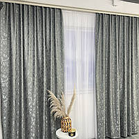 Готові штори з мармура, Графітового кольору, з тюлем (SHTN-M19n-21), фото 2