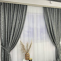 Готові штори з мармура, Графітового кольору, з тюлем (SHTN-M19n-21), фото 7