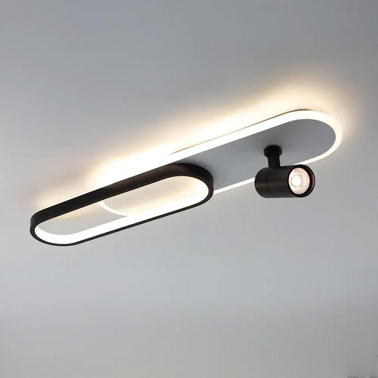 Світлодіодна люстра 45 Вт керована з пультом і мобільним додатком регулювання яскравості колір каркасу чорно-білий ESL-21658, фото 1