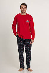 Новорічна Чоловіча піжама домашній костюм лонгслів та штанці ELLEN SNOWY WEATHER 0180/04/03